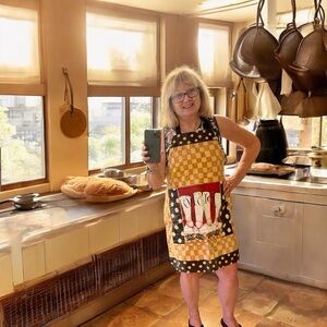 KayDee Designs Bistro Checkered Apron with Polka Dot Design 100% Cotton Preowned
